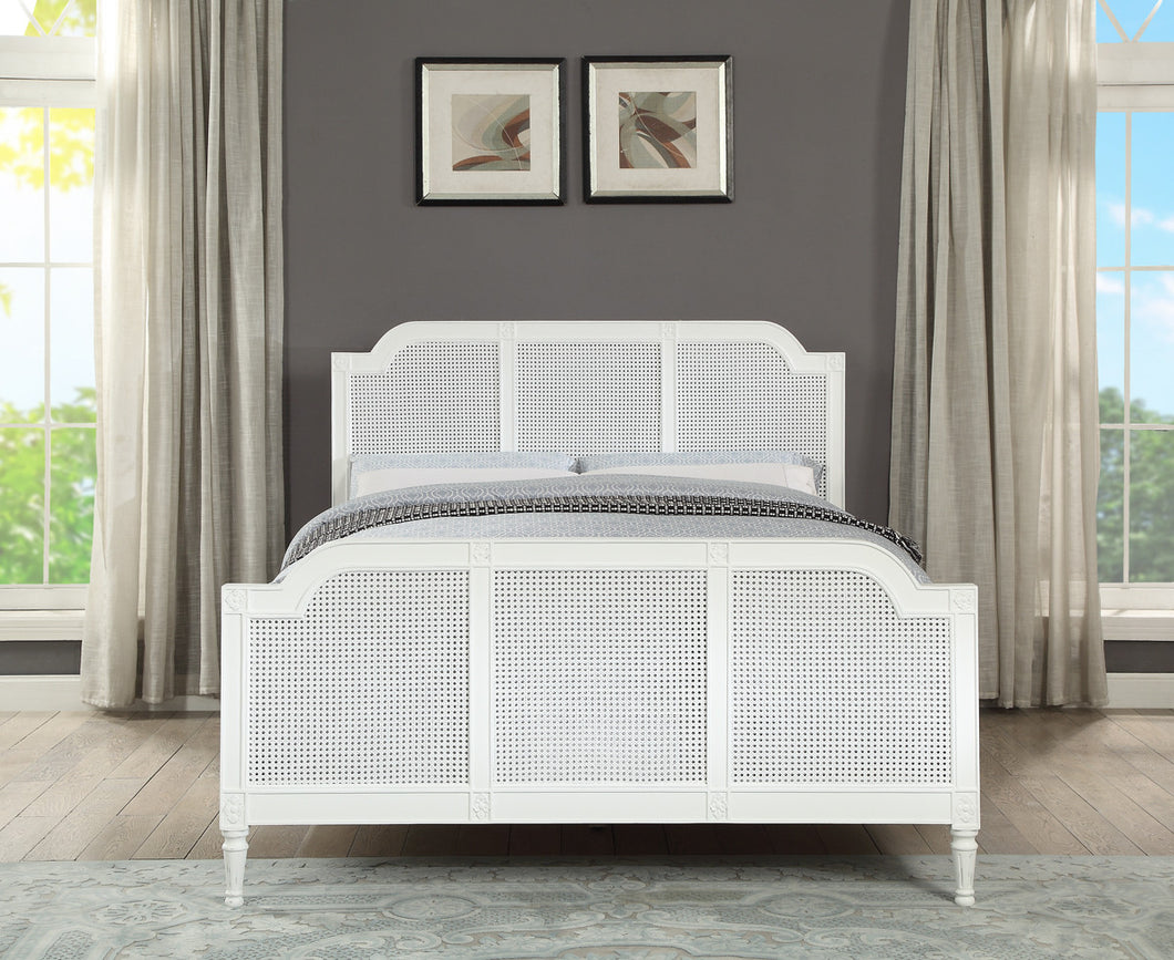 Paloma French Style Bed with Rattan Finish